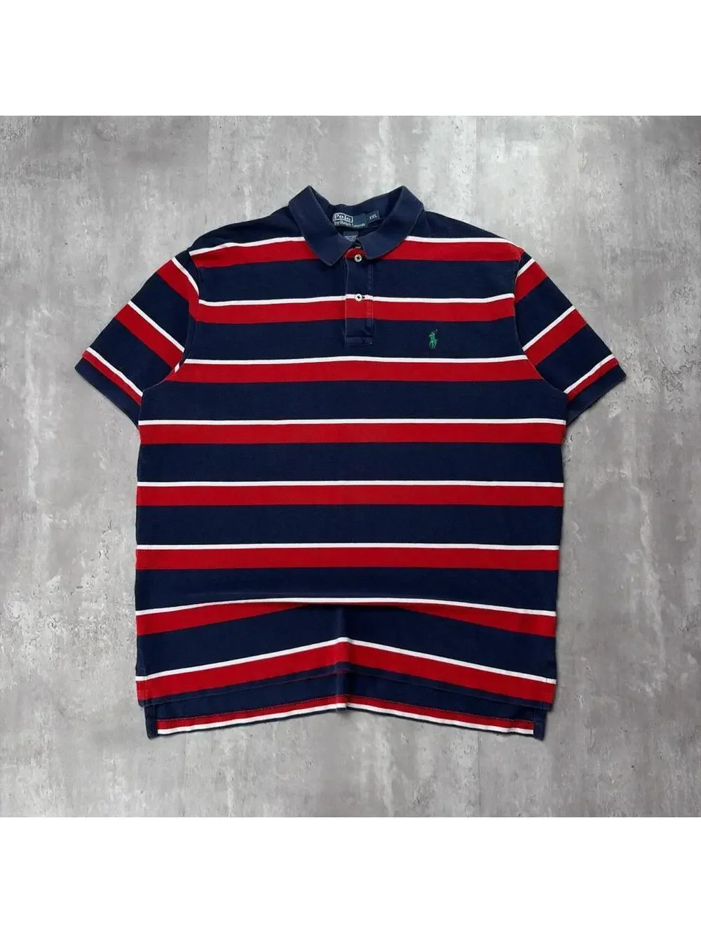 Vintage 90’s Navy Polo Ralph Lauren Striped Polo Shirt